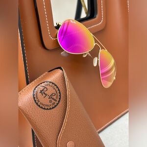 COPY - Like New  Ray-Ban sunglasses in gold and pink lenses